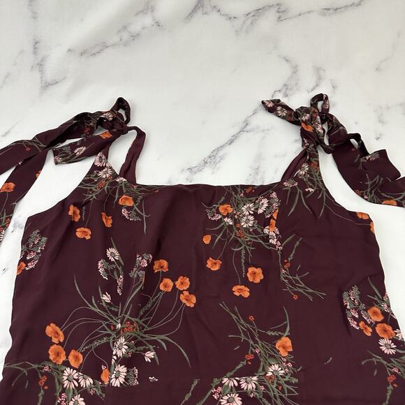 Reformation Twilight Midi Dress Size 18 Emmeline Purple Poppy Floral Tie Sleeve - Picture 3 of 12